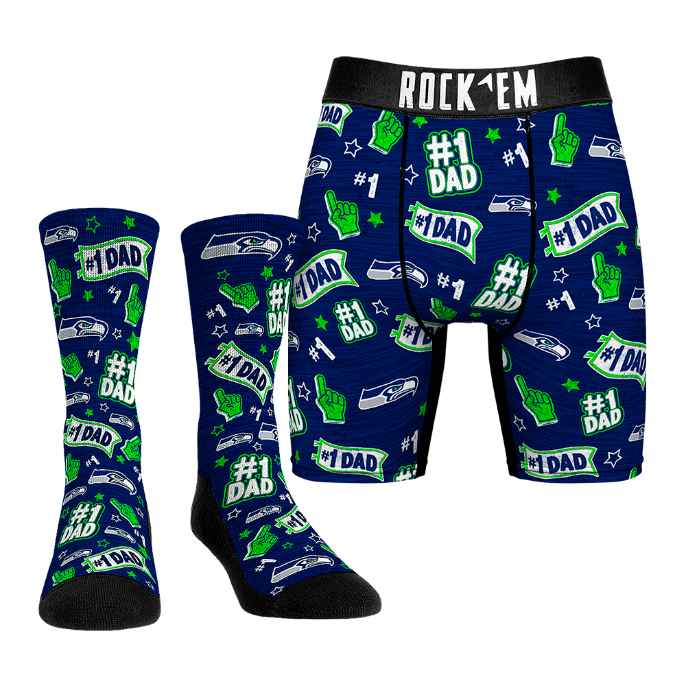 Boxer Briefs - Seattle Seahawks - #1 Dad (Socks & Boxers Combo) - {{variant_title}}