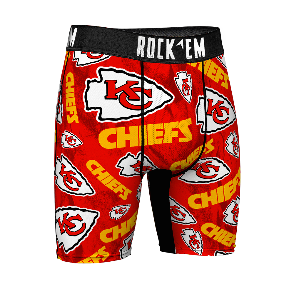Kansas City Chiefs Rock 'Em Boxer Briefs Logo AllOver Underwear