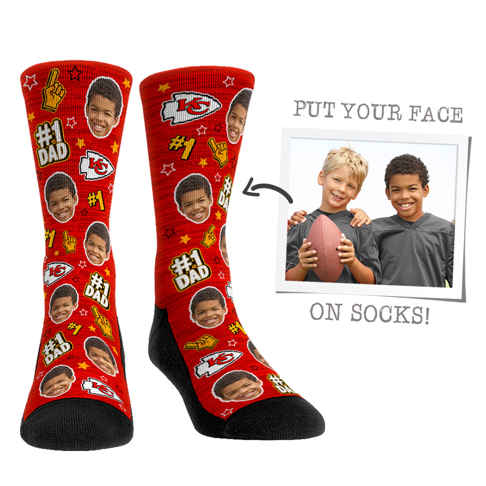 Custom Face Socks - Kansas City Chiefs  - #1 Dad - {{variant_title}}