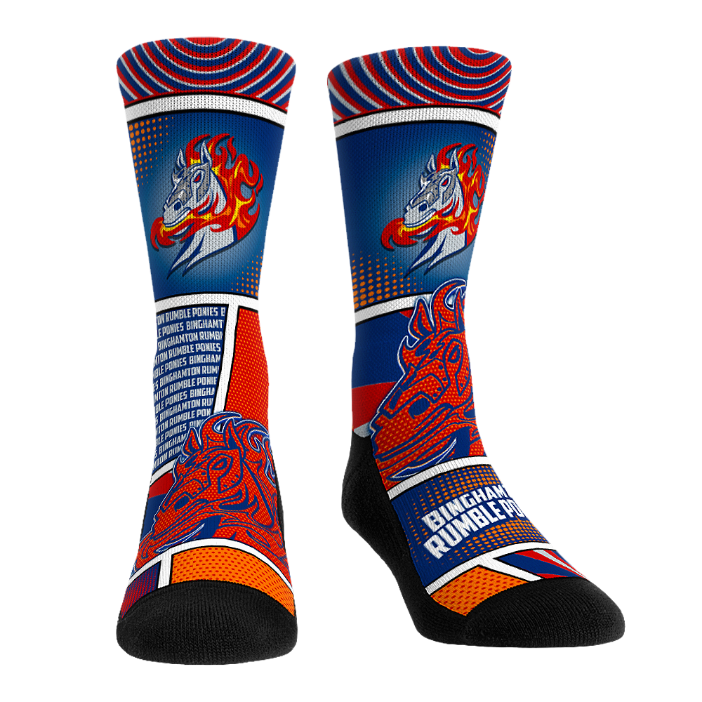 Binghamton Rumble Ponies Socks - Comic Strip - MiLB - Rock 'Em Socks