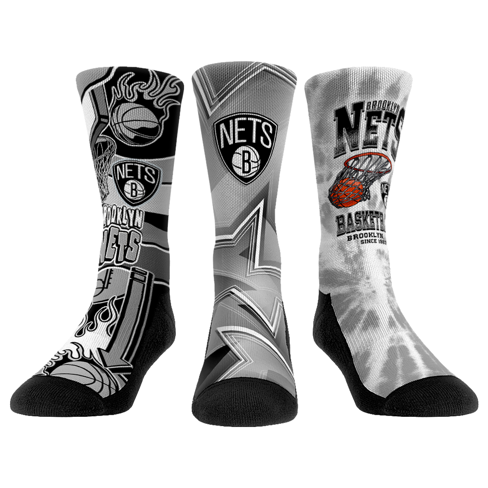 Brooklyn Nets Socks 3Pack NBA Socks Rock 'Em Socks