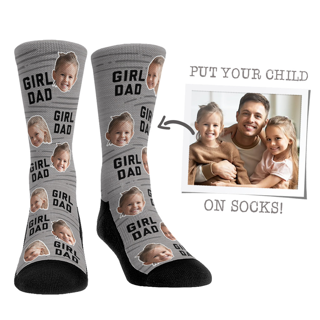 Custom Face Socks - Girl Dad - Grey / L/XL (sz 9-13)