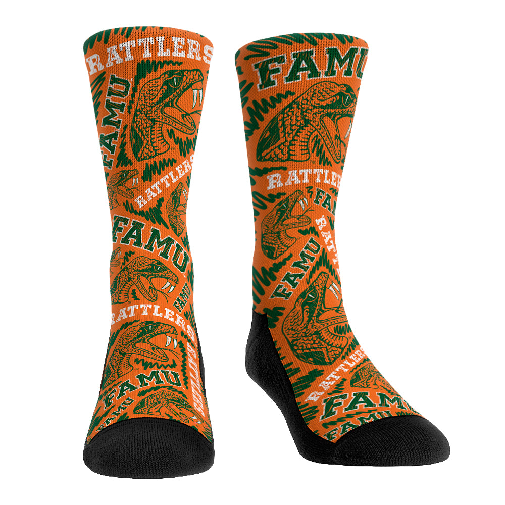 Florida A&M Rattlers Socks - Logo Sketch - Rock 'Em Socks