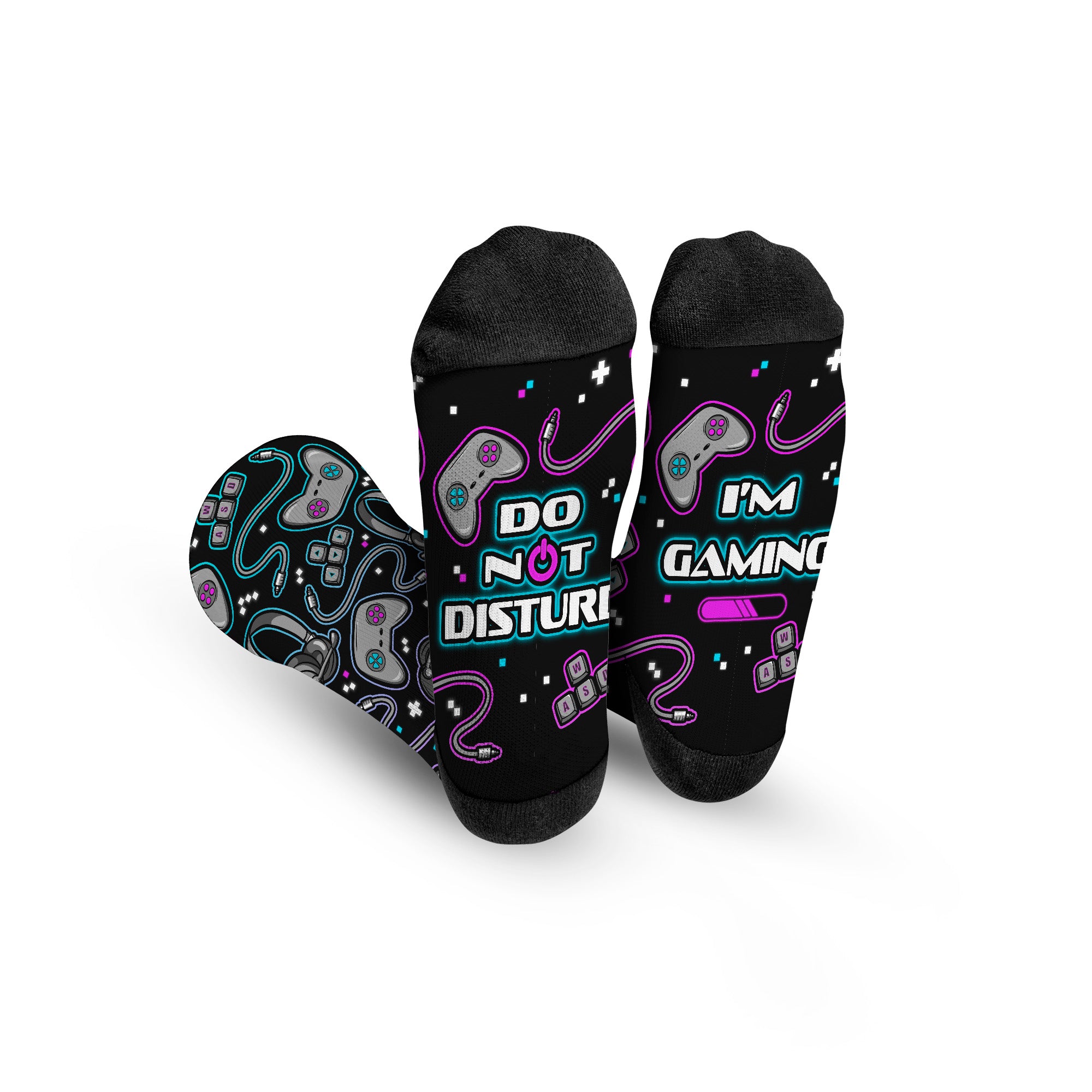 Funny Gaming Socks - "DO NOT DISTURB I'M GAMING" Letter Print Unisex Cotton Socks (One Size)