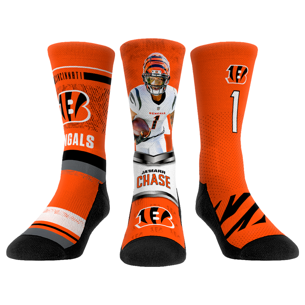 Ja'Marr Chase Socks - Cincinnati Bengals 3-Pack - Rock 'Em Socks - NFLPA
