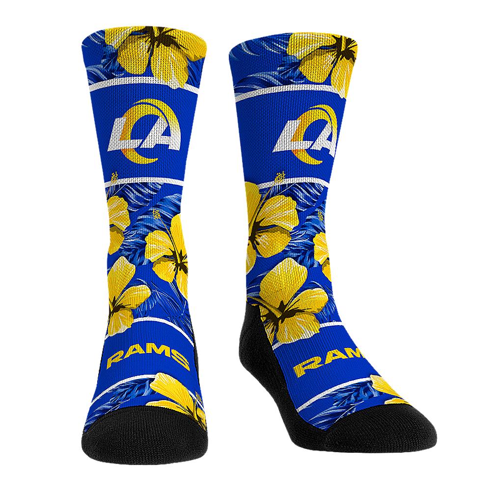 Los Angeles Rams Socks - Hawaiian Floral Socks - NFL Socks - Rock 'Em Socks