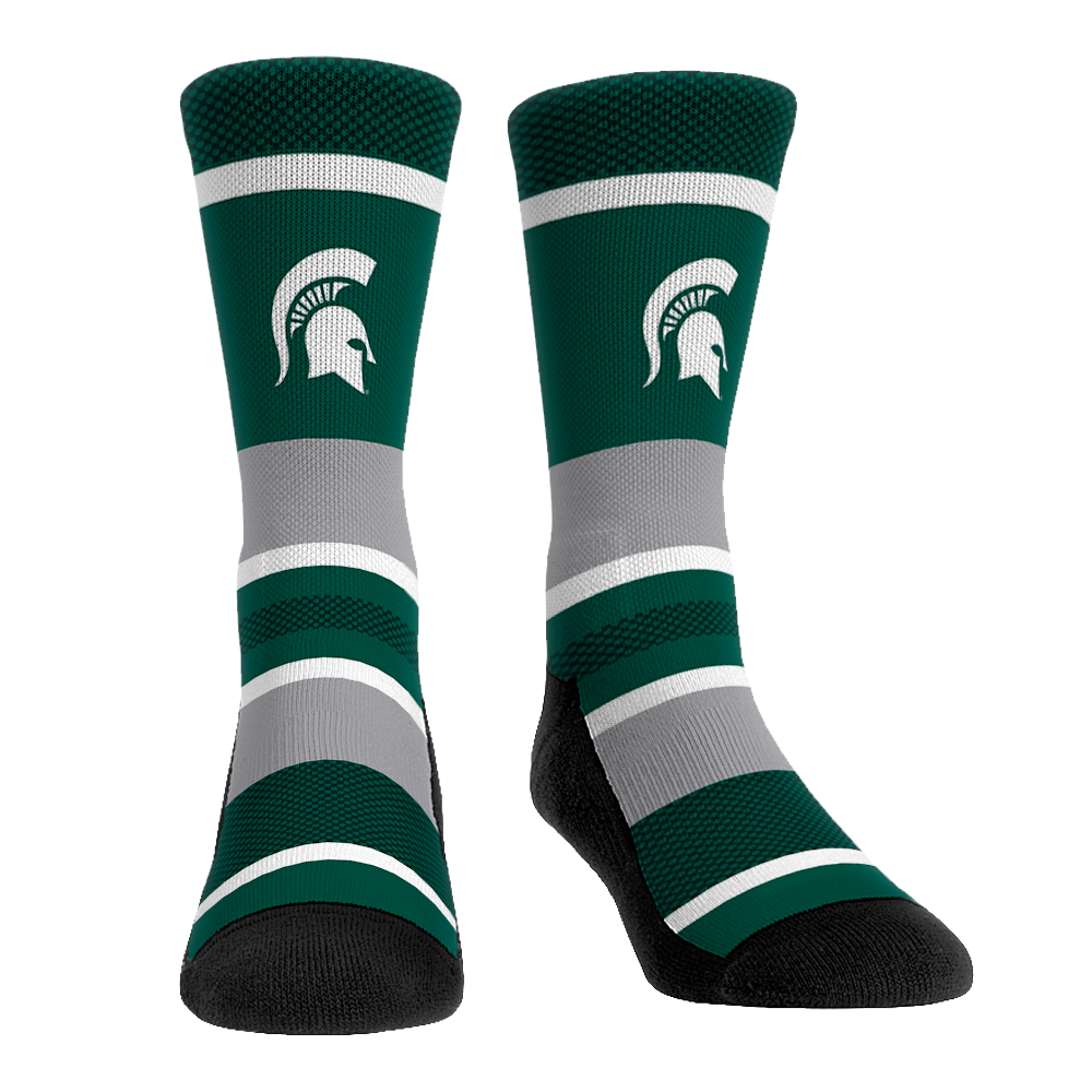 Michigan Tech Socks Michigan State Spartans Socks - Tech Stripe Socks - Rock 'Em Socks