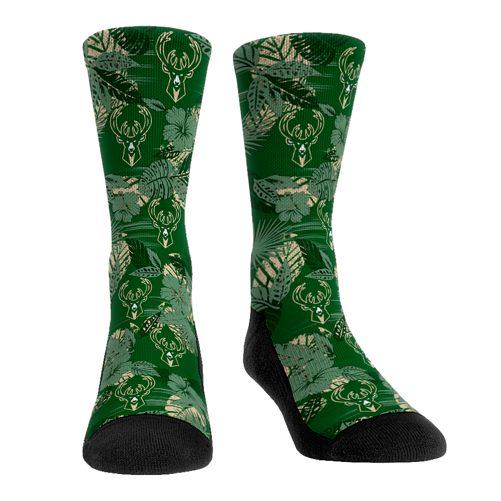 Milwaukee Bucks Socks - Floral Socks - NBA Socks - Rock 'Em Socks