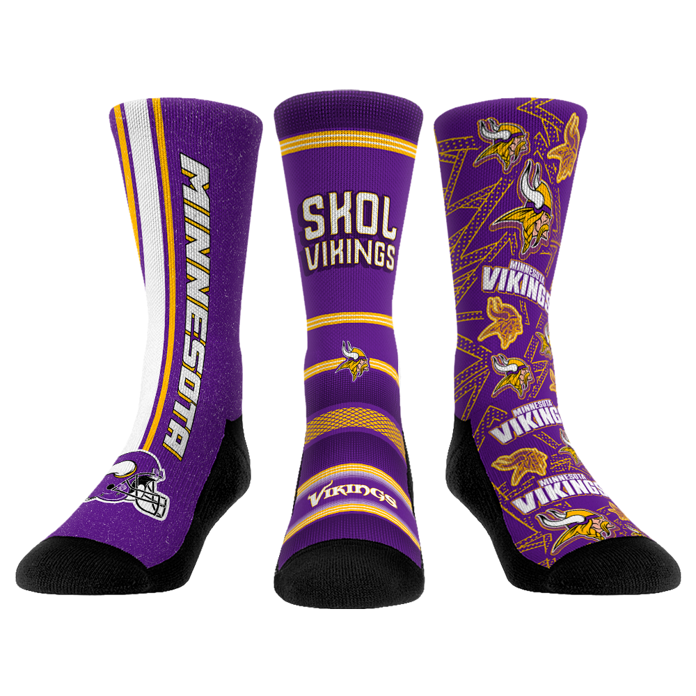 Minnesota Vikings Socks - Team Spirit 3-Pack - NFL Socks - Rock 'Em Socks