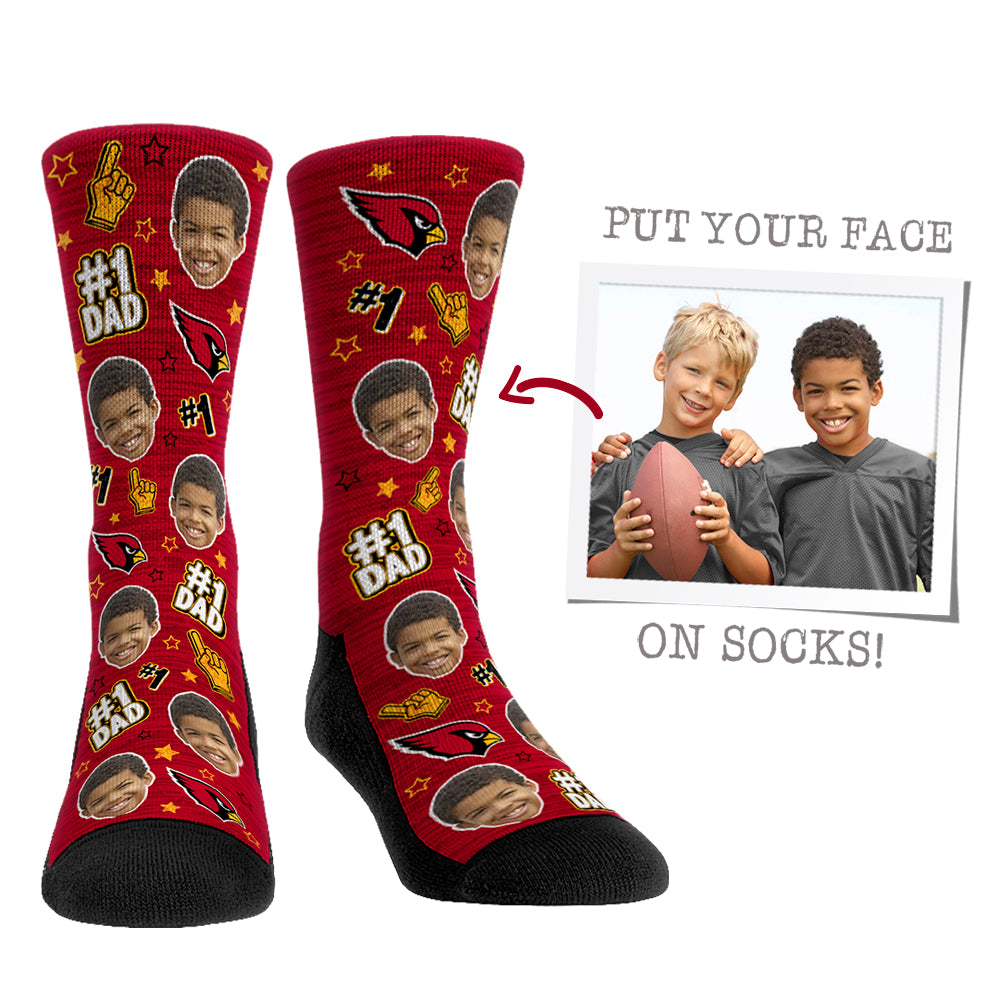 Custom Face Socks - Arizona Cardinals  - #1 Dad - {{variant_title}}