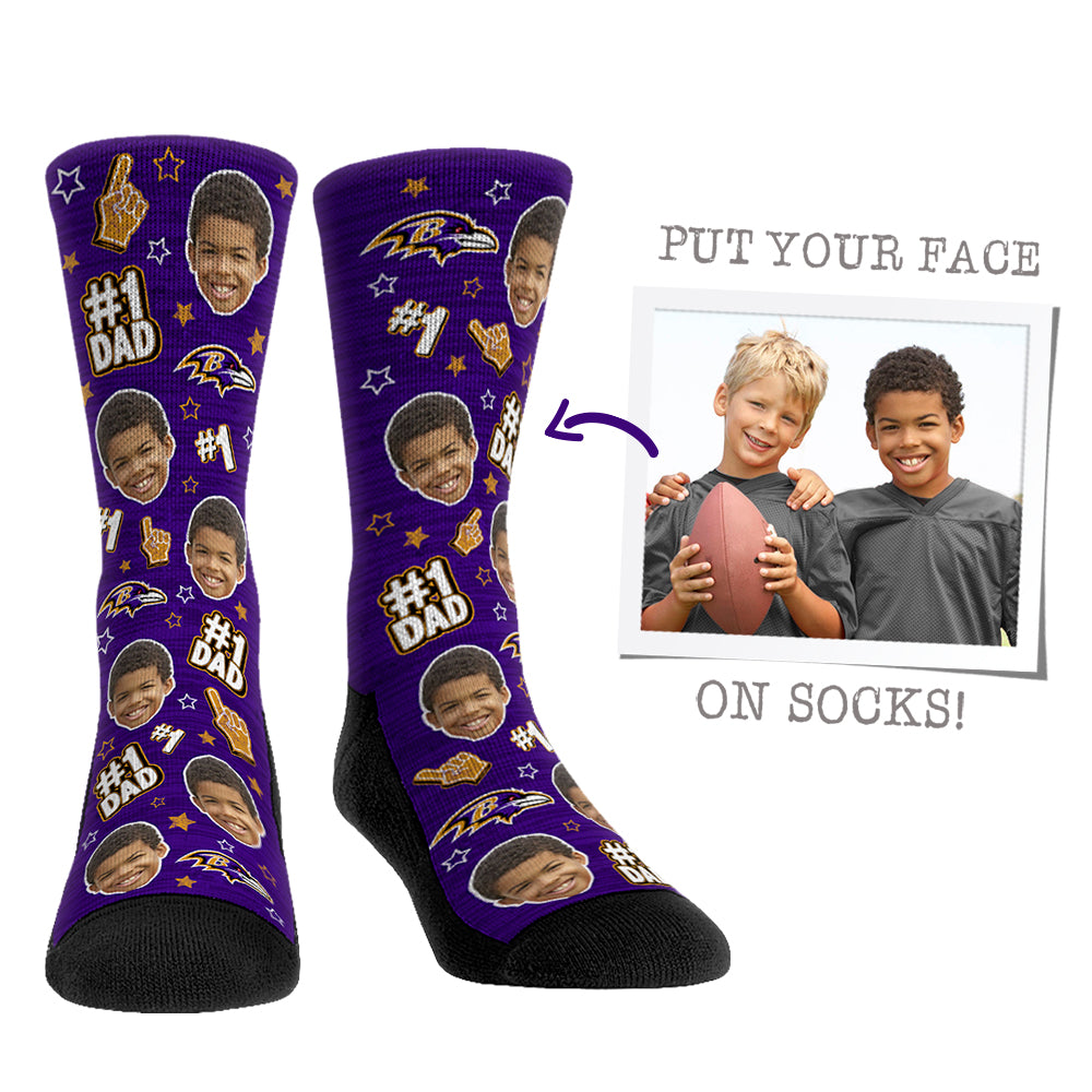 Custom Face Socks - Baltimore Ravens  - #1 Dad - {{variant_title}}