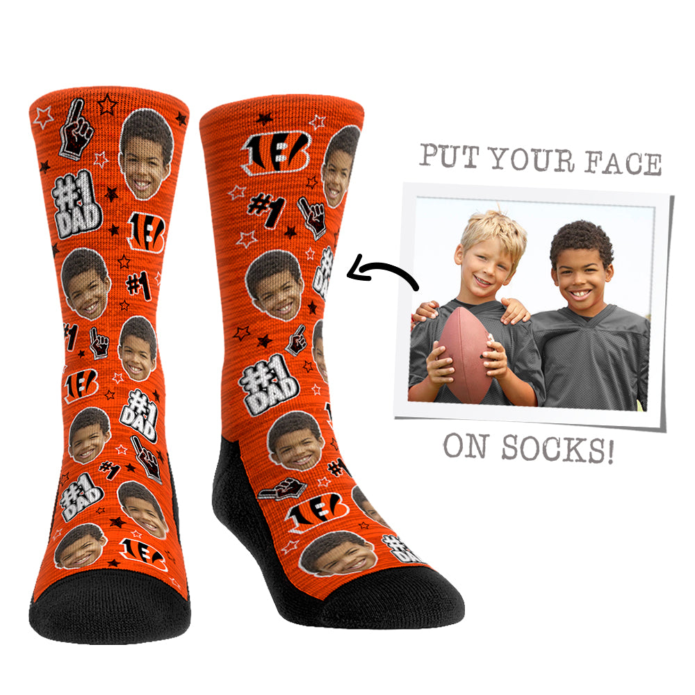 Custom Face Socks - Cincinnati Bengals  - #1 Dad - {{variant_title}}