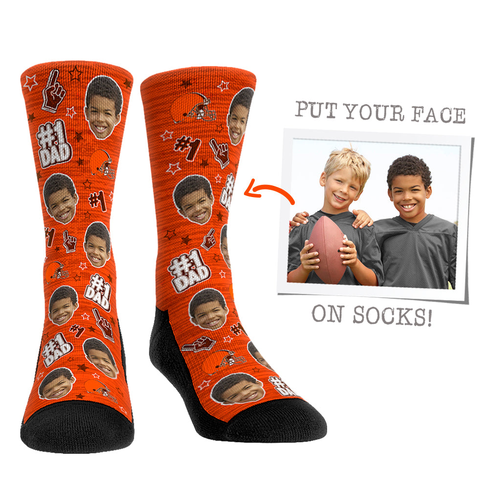 Custom Face Socks - Cleveland Browns  - #1 Dad - {{variant_title}}