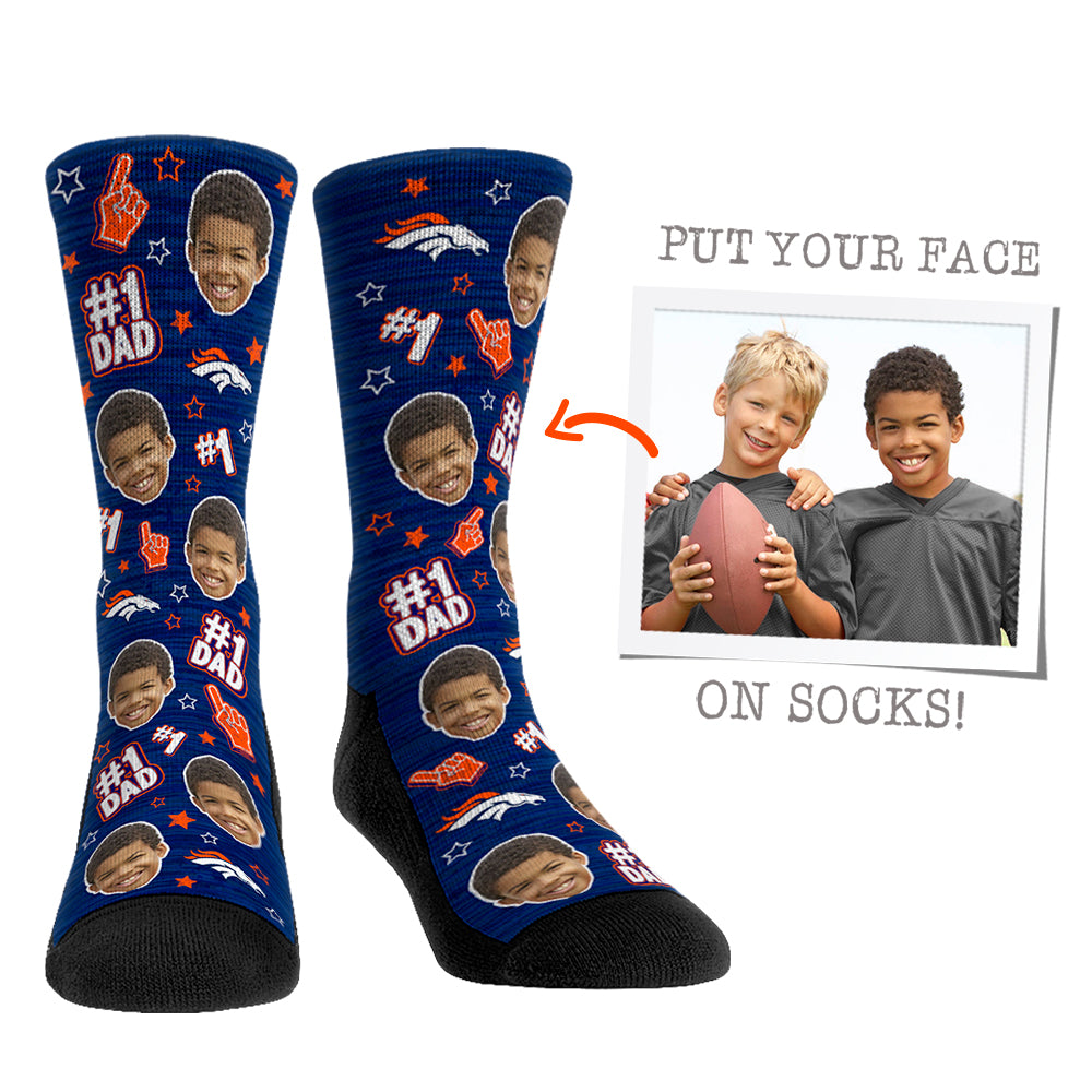 Custom Face Socks - Denver Broncos  - #1 Dad - {{variant_title}}