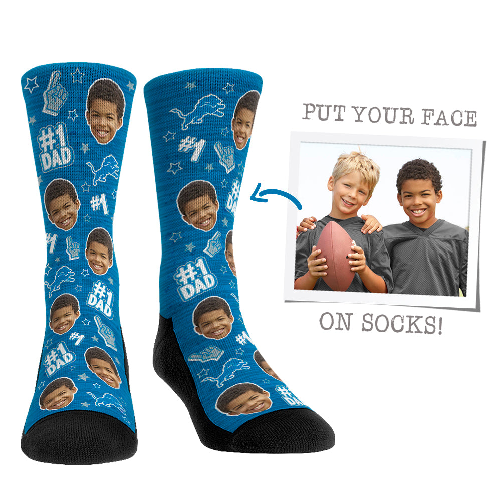 Custom Face Socks - Detroit Lions  - #1 Dad - {{variant_title}}