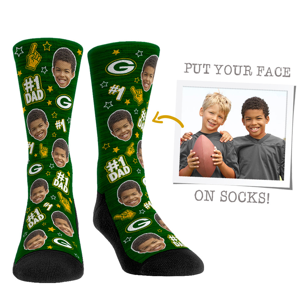 Custom Face Socks - Green Bay Packers  - #1 Dad - {{variant_title}}