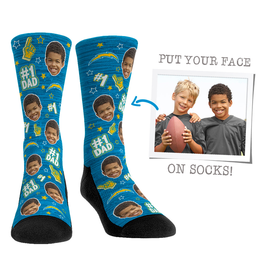Custom Face Socks - Los Angeles Chargers  - #1 Dad - {{variant_title}}