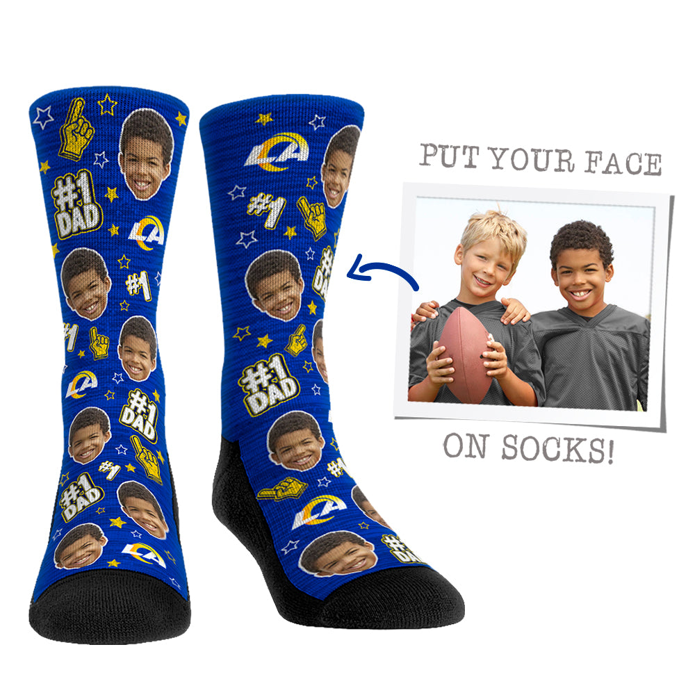 Custom Face Socks - Los Angeles Rams  - #1 Dad - {{variant_title}}