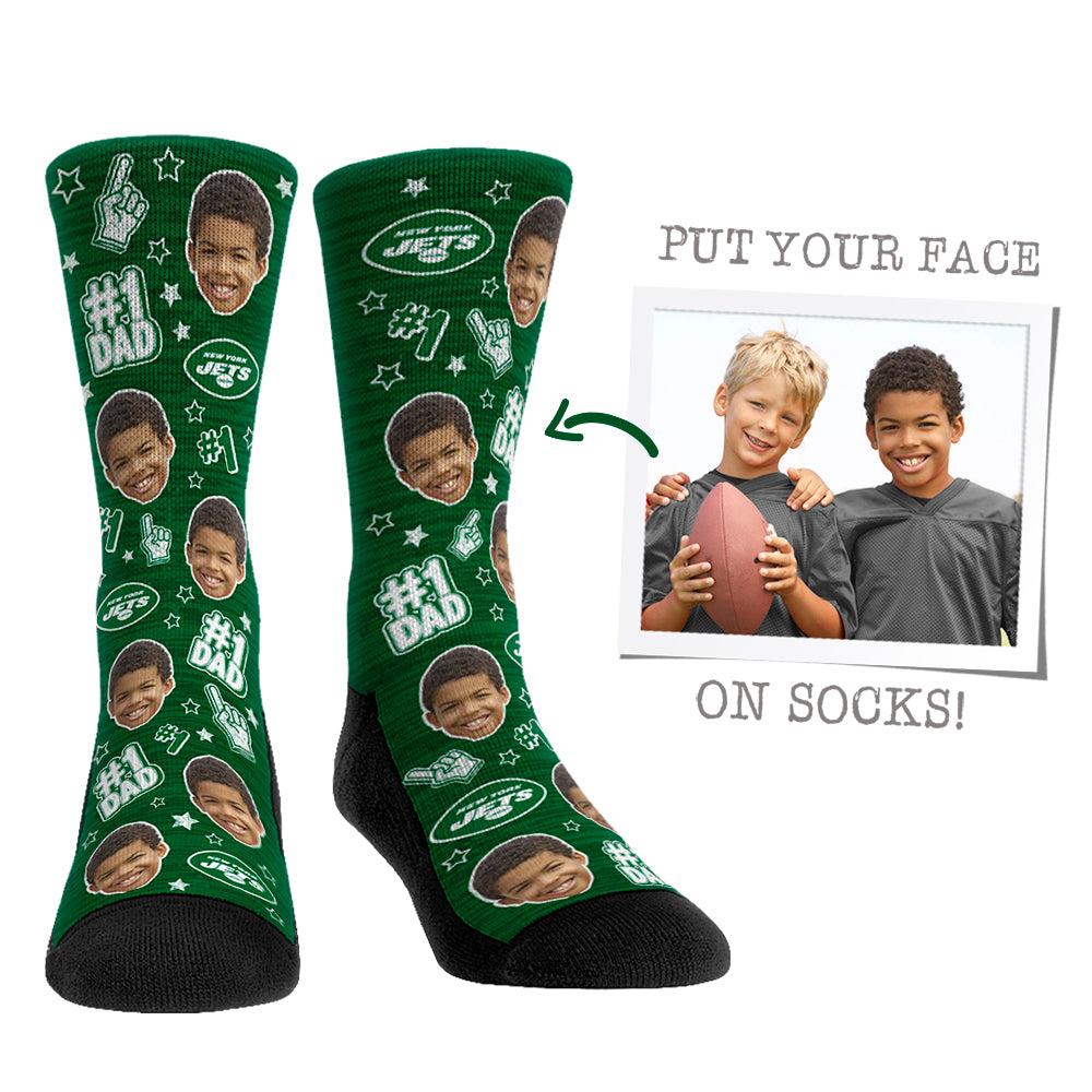 Custom Face Socks - New York Jets  - #1 Dad - {{variant_title}}