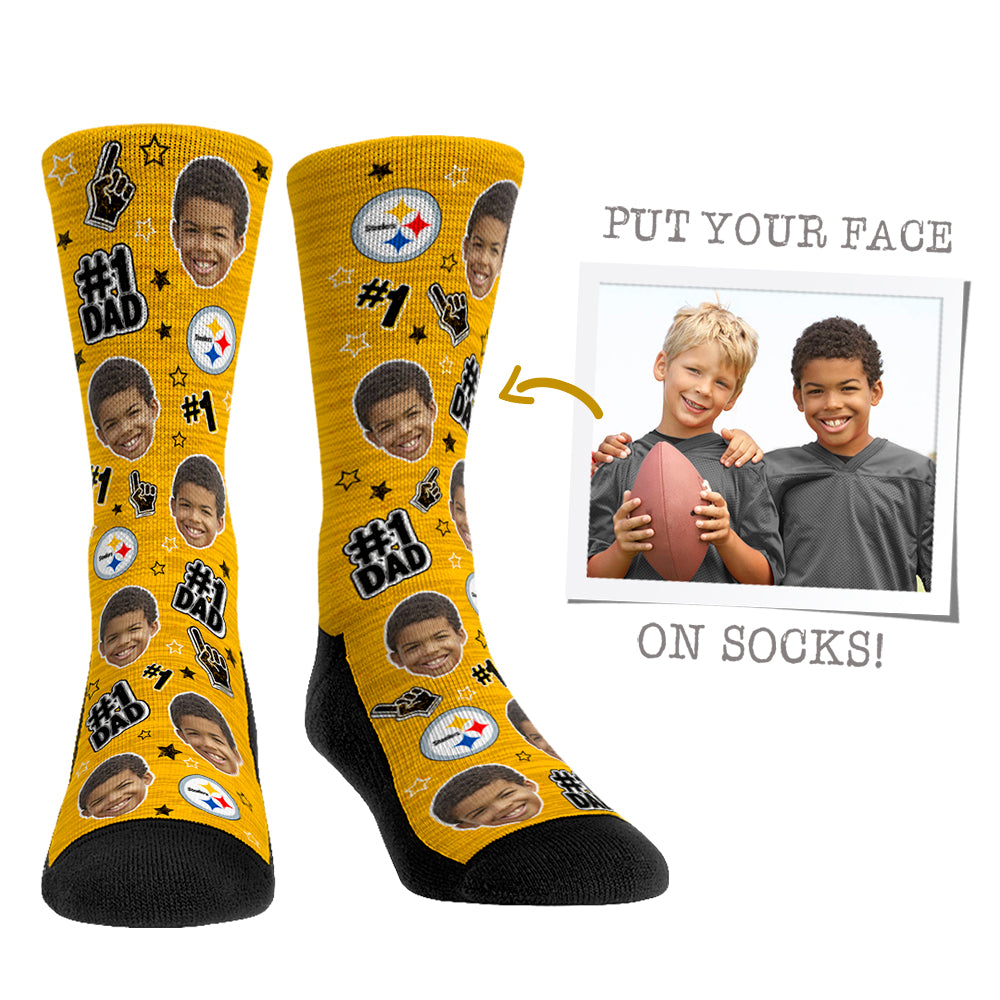 Custom Face Socks - Pittsburgh Steelers  - #1 Dad - {{variant_title}}