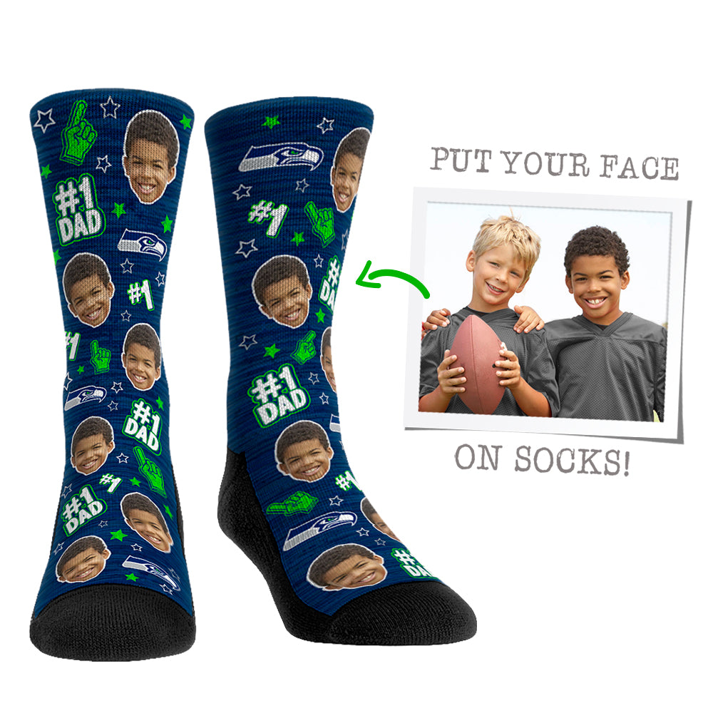 Custom Face Socks - Seattle Seahawks  - #1 Dad - {{variant_title}}