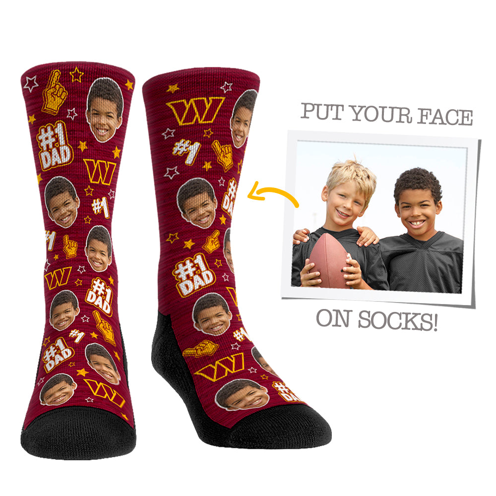 Custom Face Socks - Washington Commanders  - #1 Dad - {{variant_title}}