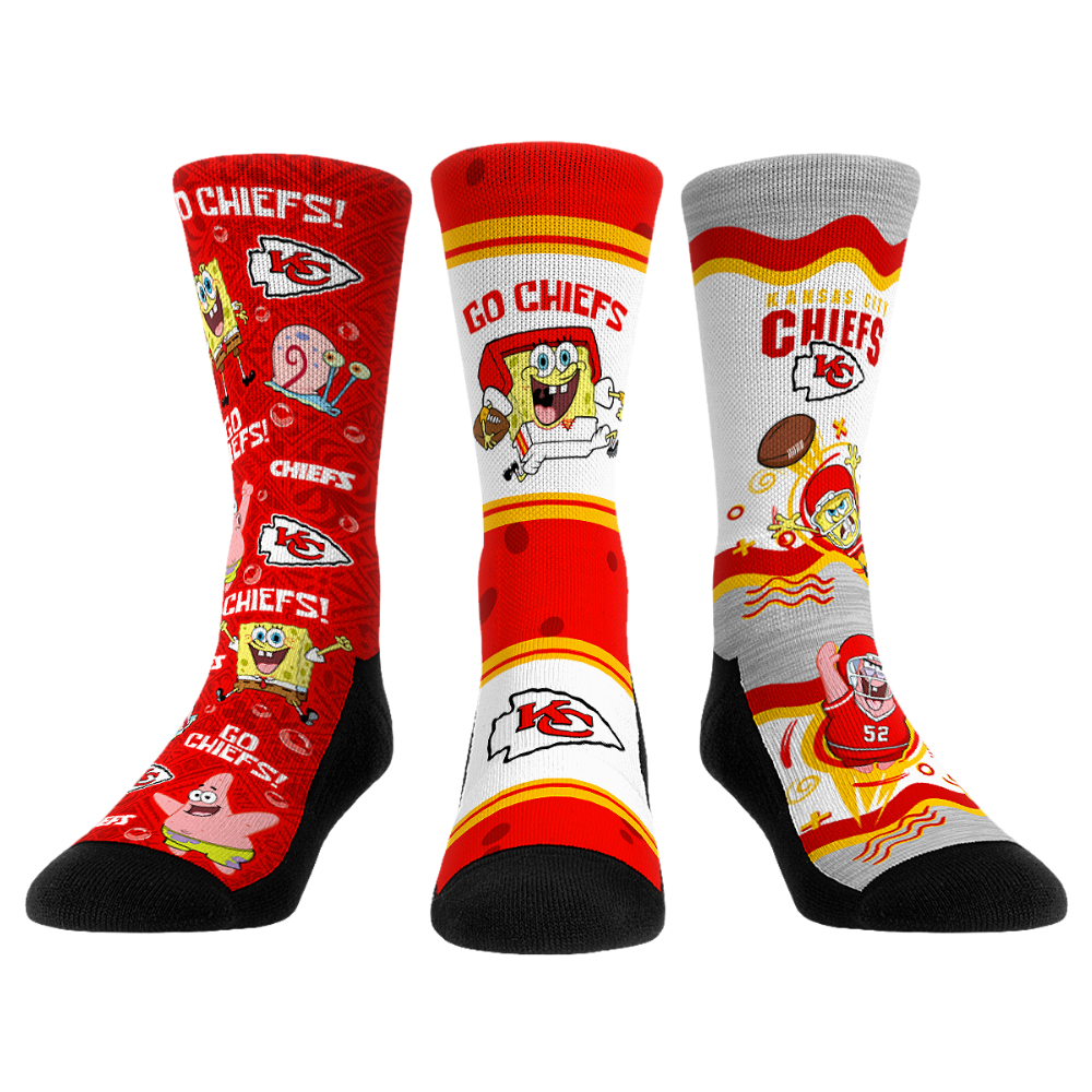 Kansas City Chiefs - SpongeBob SquarePants Socks - Heather - Rock 'Em Socks