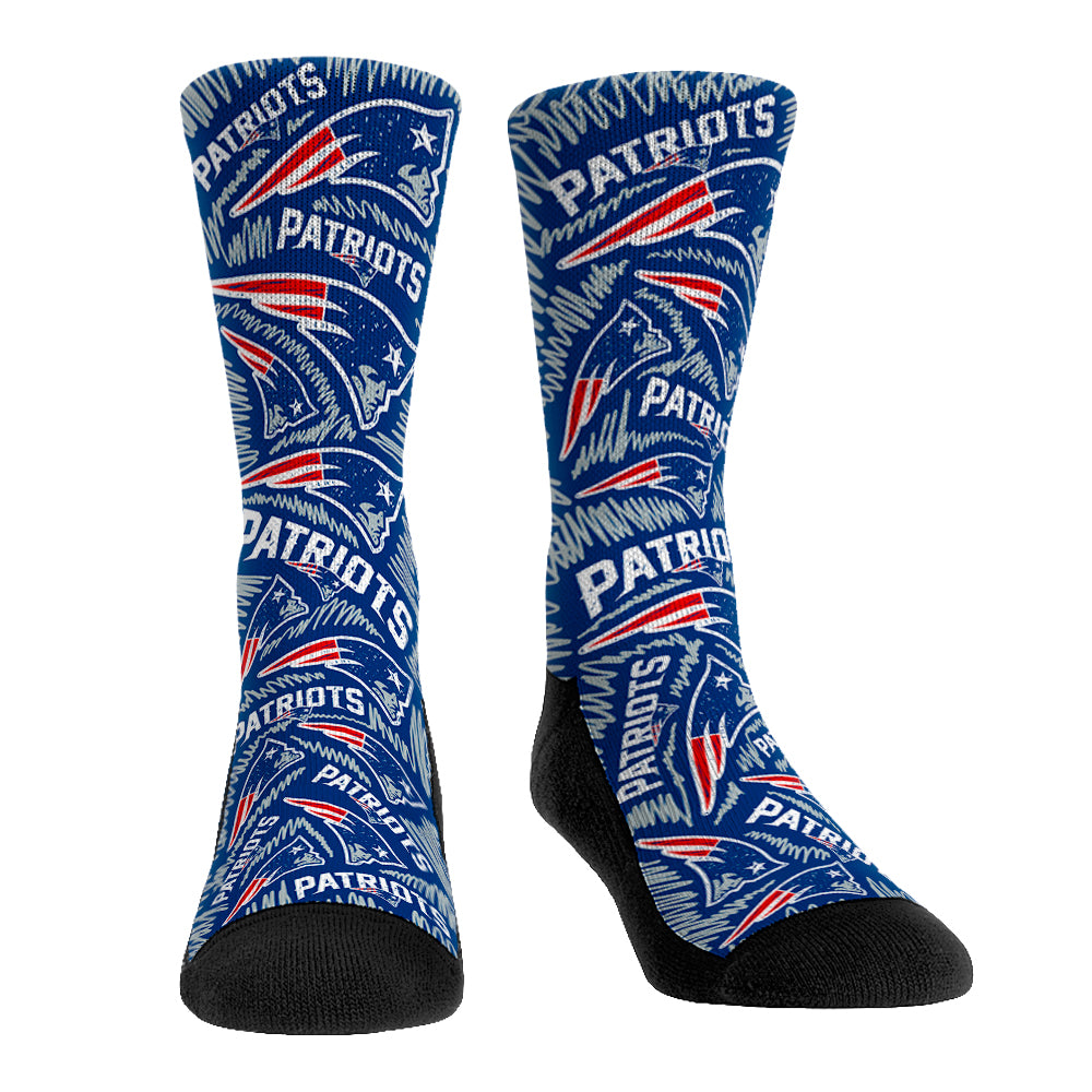 Nfl Pattern Socks New England Patriots - Logo Sketch (Navy) – Rock 'Em Socks