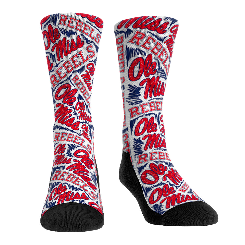 Ole Miss Rebels Socks - Logo Sketch Socks - Rock 'Em Socks- NCAA