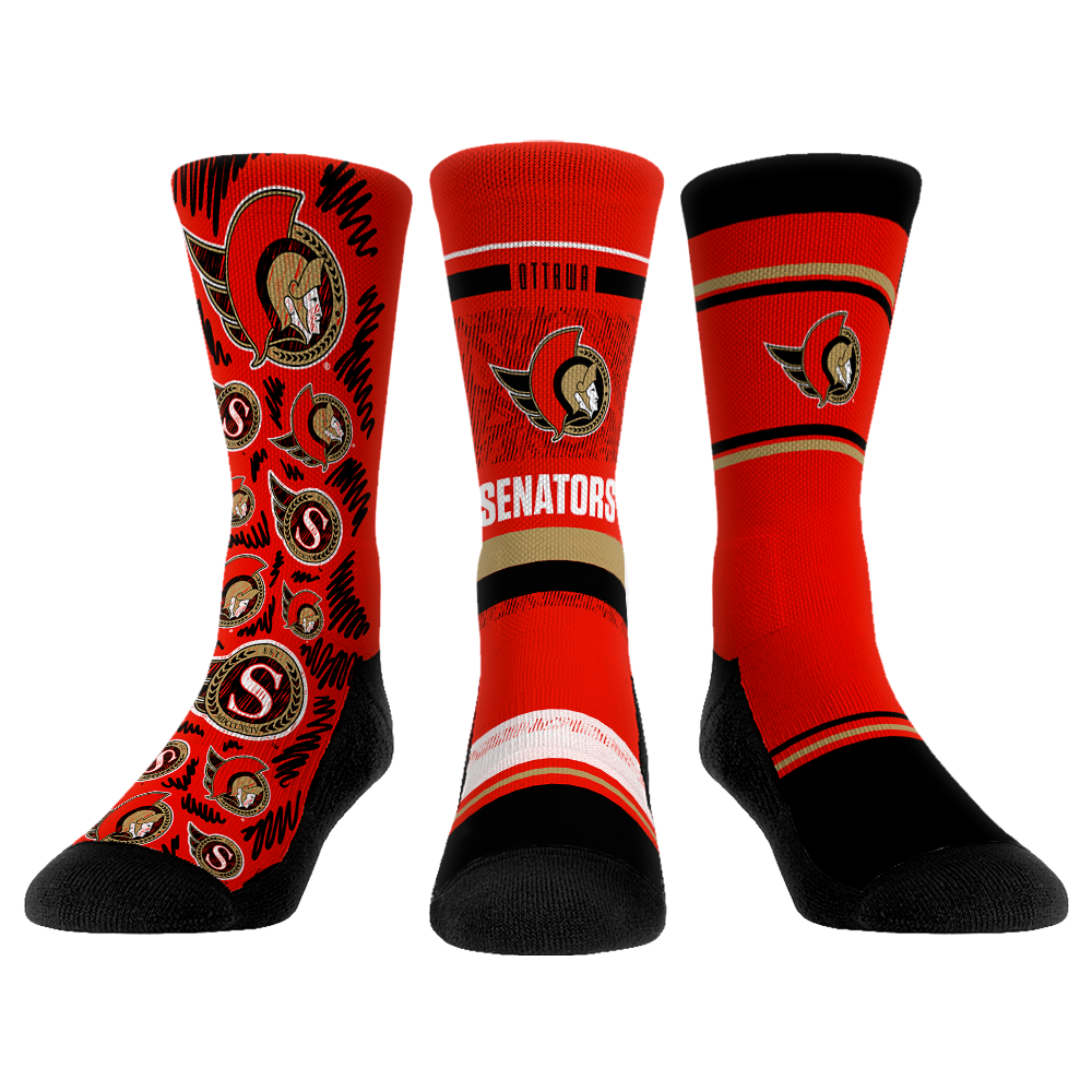 Ottawa Senators Socks - 3-Pack - NHL Socks - Rock 'Em Socks