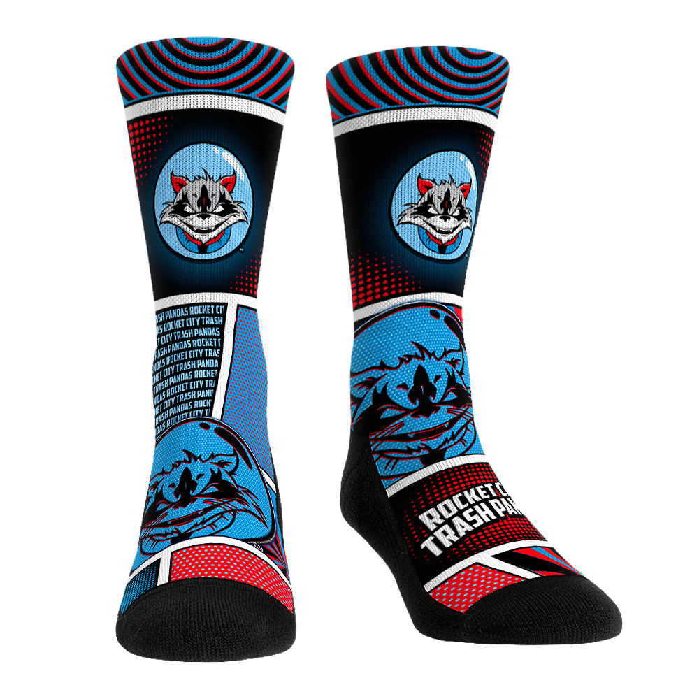 Rocket City Trash Pandas Socks Comic Strip MiLB Rock Em Socks rocket-city-trash-pandas-socks-comic-strip-milb-rock-em-socks