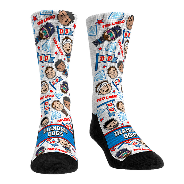 Ted Lasso Socks Diamond Dogs Chibi AllOver Rock 'Em Socks